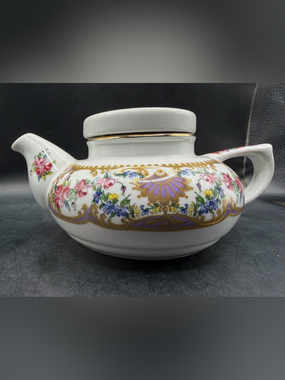 VTG Andrea by Sadek Collection Sevres Porcelain Teapot Gold Gilt Floral Japan